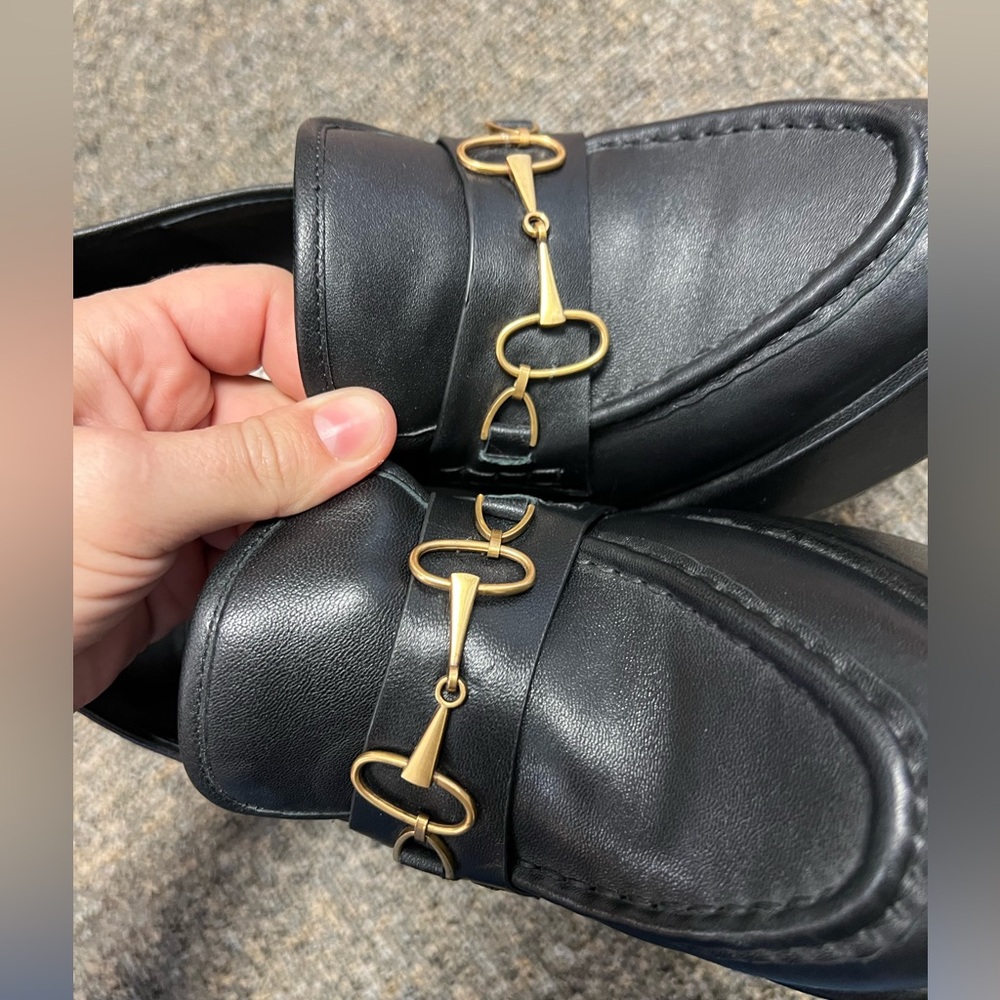 Anthropologie BiBi Lou Black and Gold Platform Snaffle Loafers, EUC Sz 8.5 (39) - Picture 8 of 8